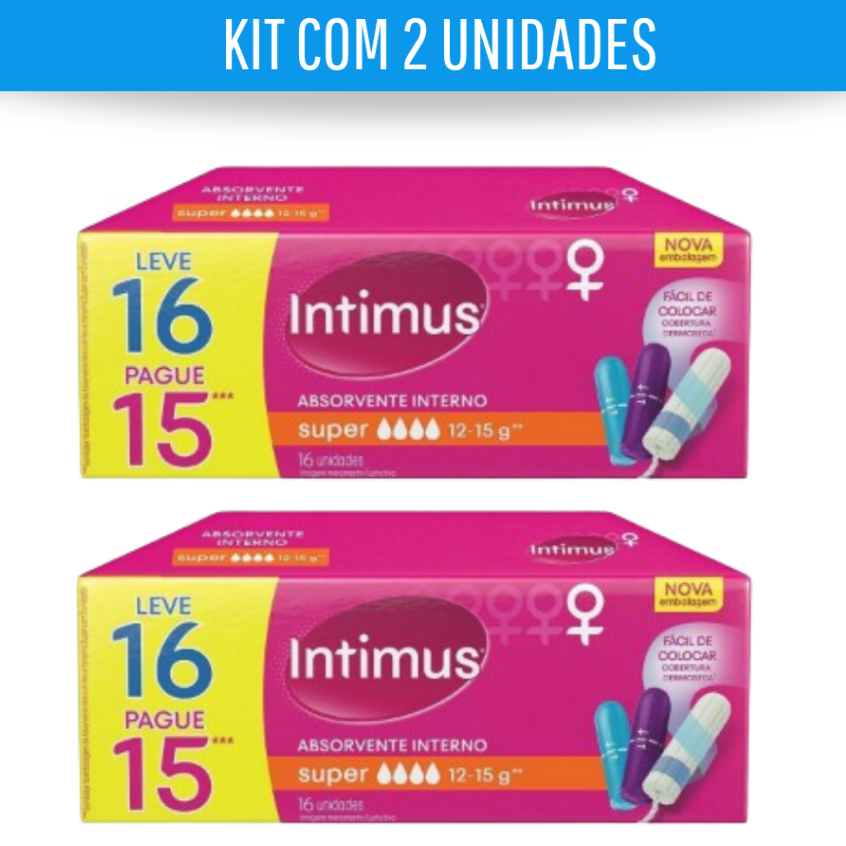 Kit 2 Absorvente Interno Intimus Super Com 16 Unidades