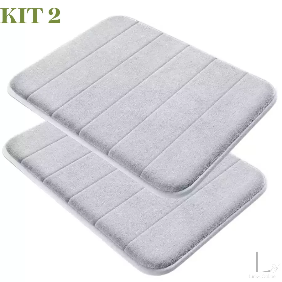 Kit 2  Tapete De Banheiro Soft Macio Secagem Rápida 60x40cm
