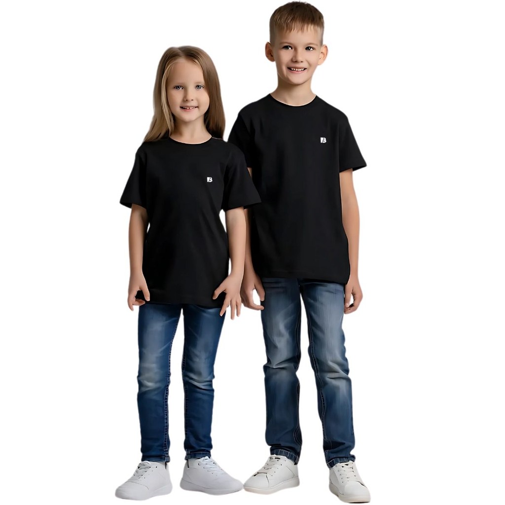 Camiseta Infantil Básica criança na cor Preta menina menino