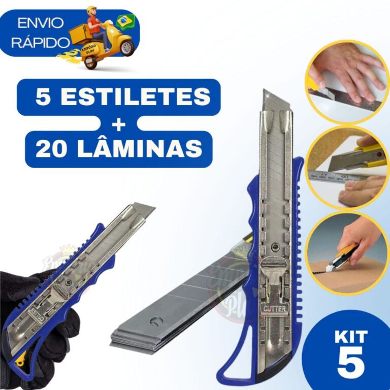 Kit Estilete Profissional 16cm Com Trava Aço Maci