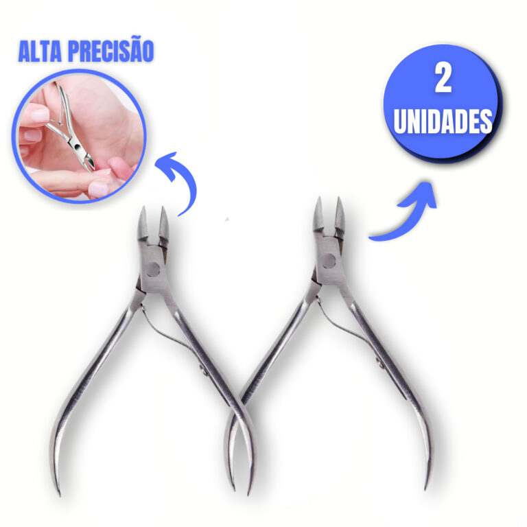 Kit 2 Alicates de Unha Cuticula de Precisão Corta