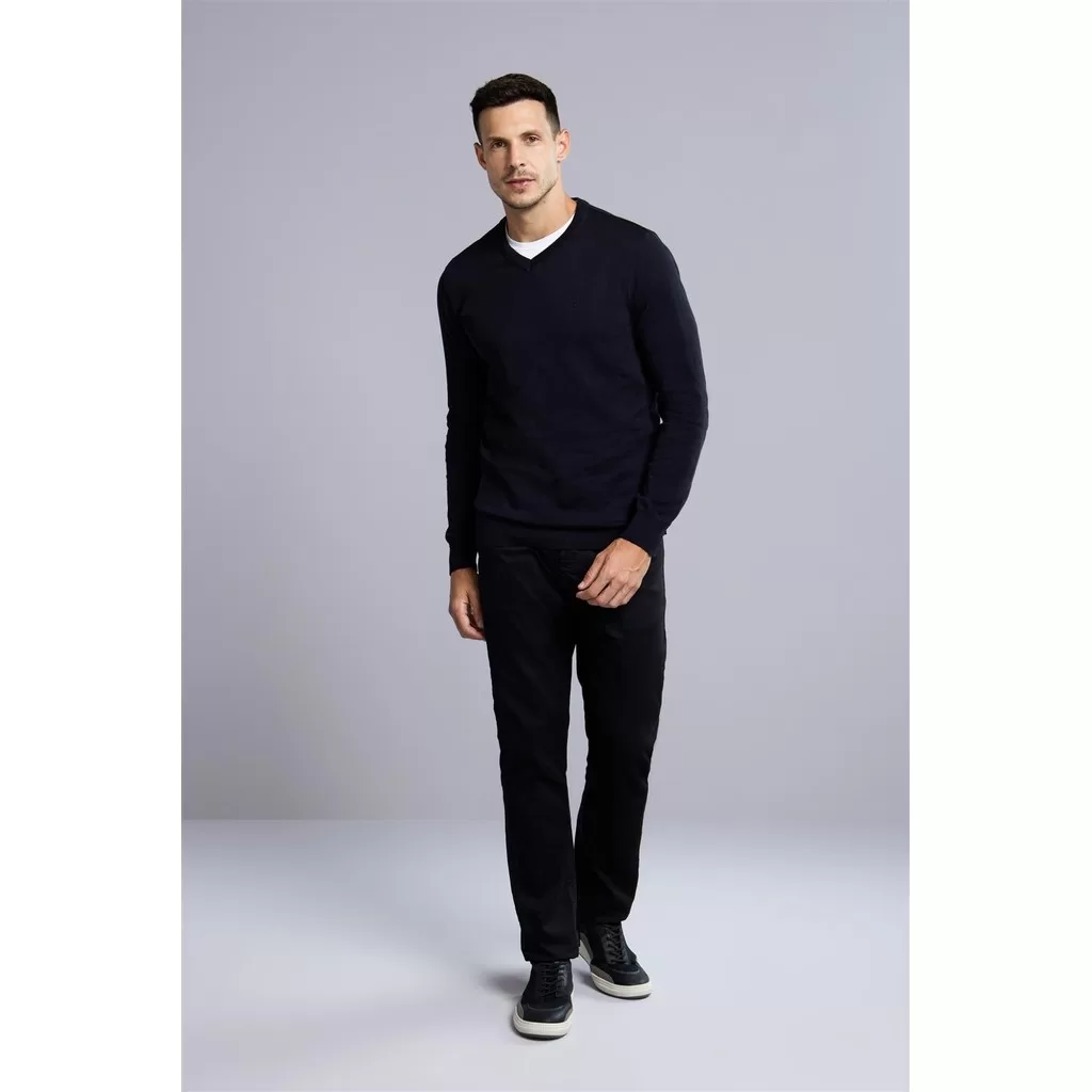 Tricot Gola V Liso – Preto