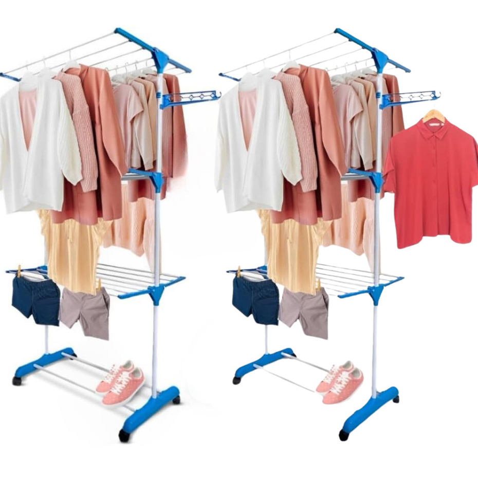 Kit 2 Varais De Chão Roupa Calcinha Grande 3 Andares Vertical Dobrável Portátil Casa Utilidade