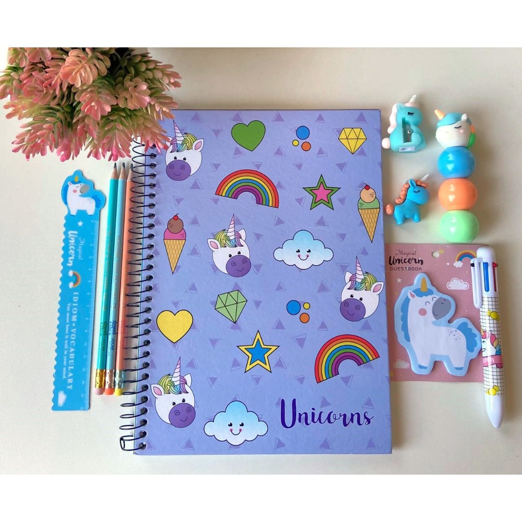 Kit volta às aulas unicórnio – 10 peças