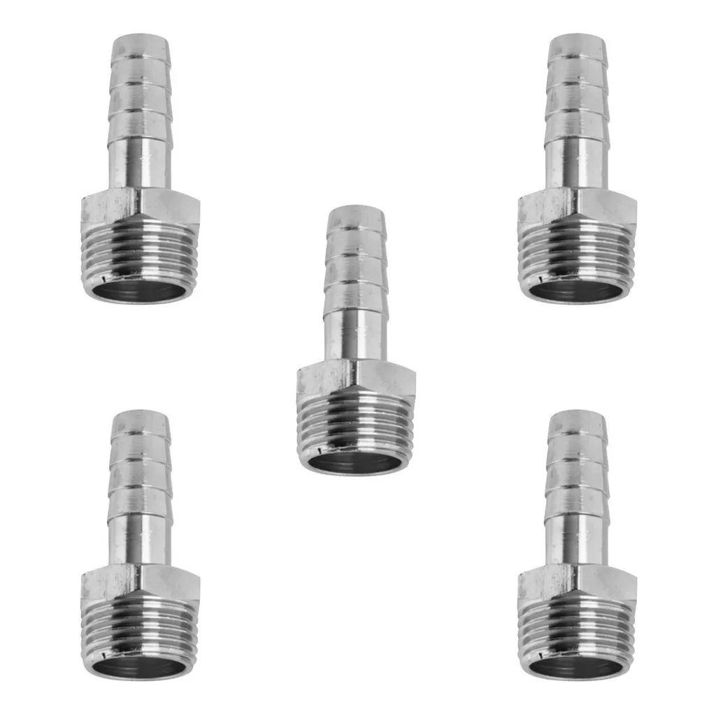 05 Peças Espigão Latão Rosca Macho 1/2 Bsp X Mangueira 1/2