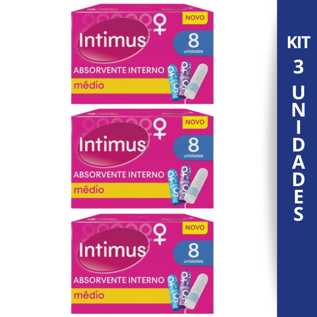 Kit 3 Absorvente Interno Intimus Médio Com 8Un