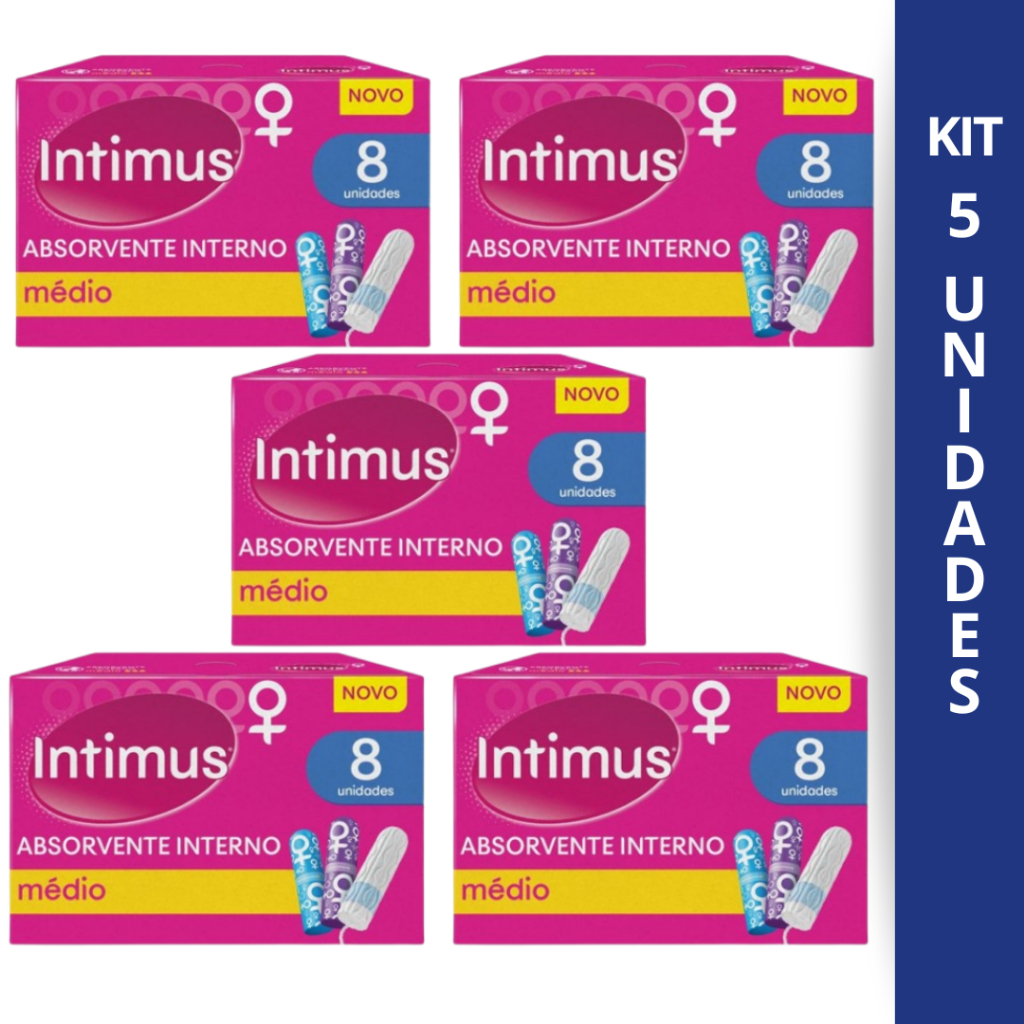 Kit 5 Absorvente Interno Intimus Médio Com 8Un