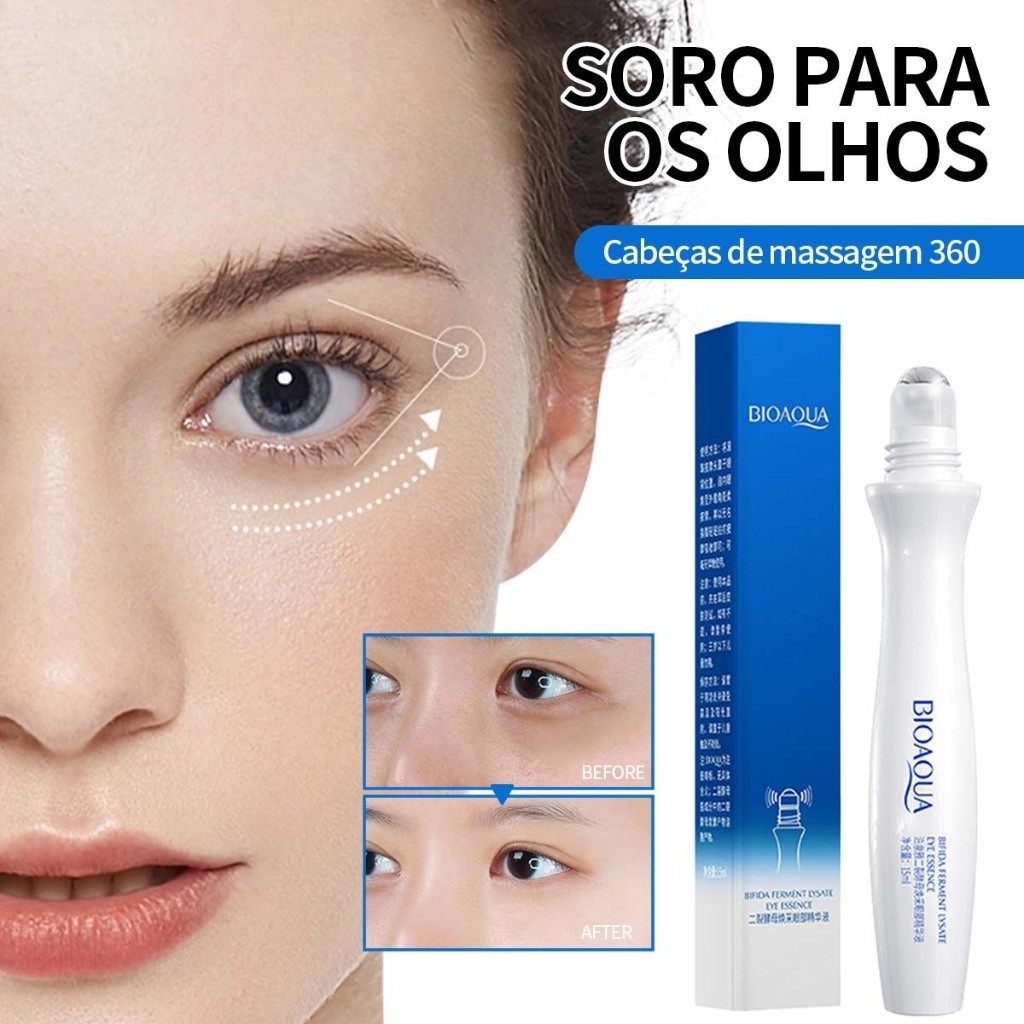 Bioaoua Óleo de ácido hialurônico para Olhos – Redução de Rugas Roll-on Massageador Anti-fadiga e Cl