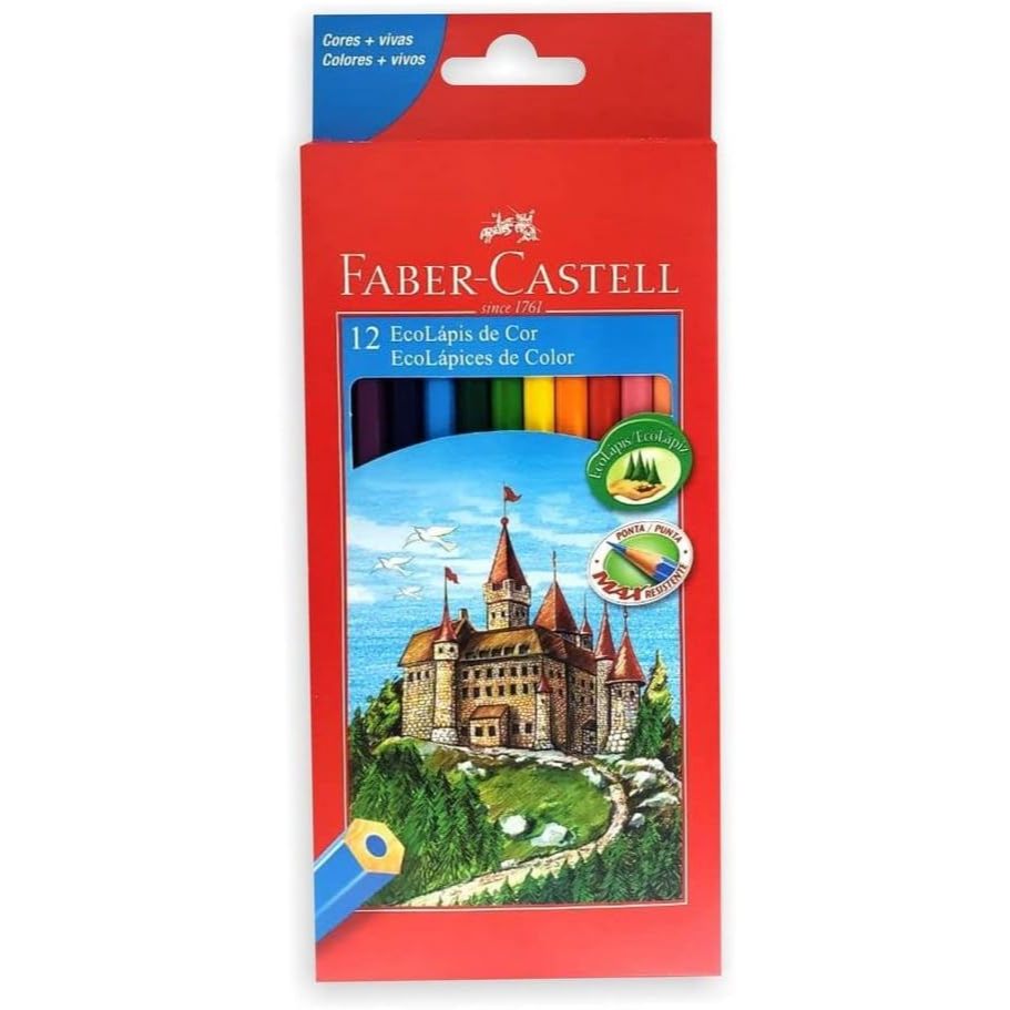 LÁPIS DE COR FABER CASTELL ECO LÁPIS SEXTAVADO / 12 CORES / MATERIAL ESCOLAR