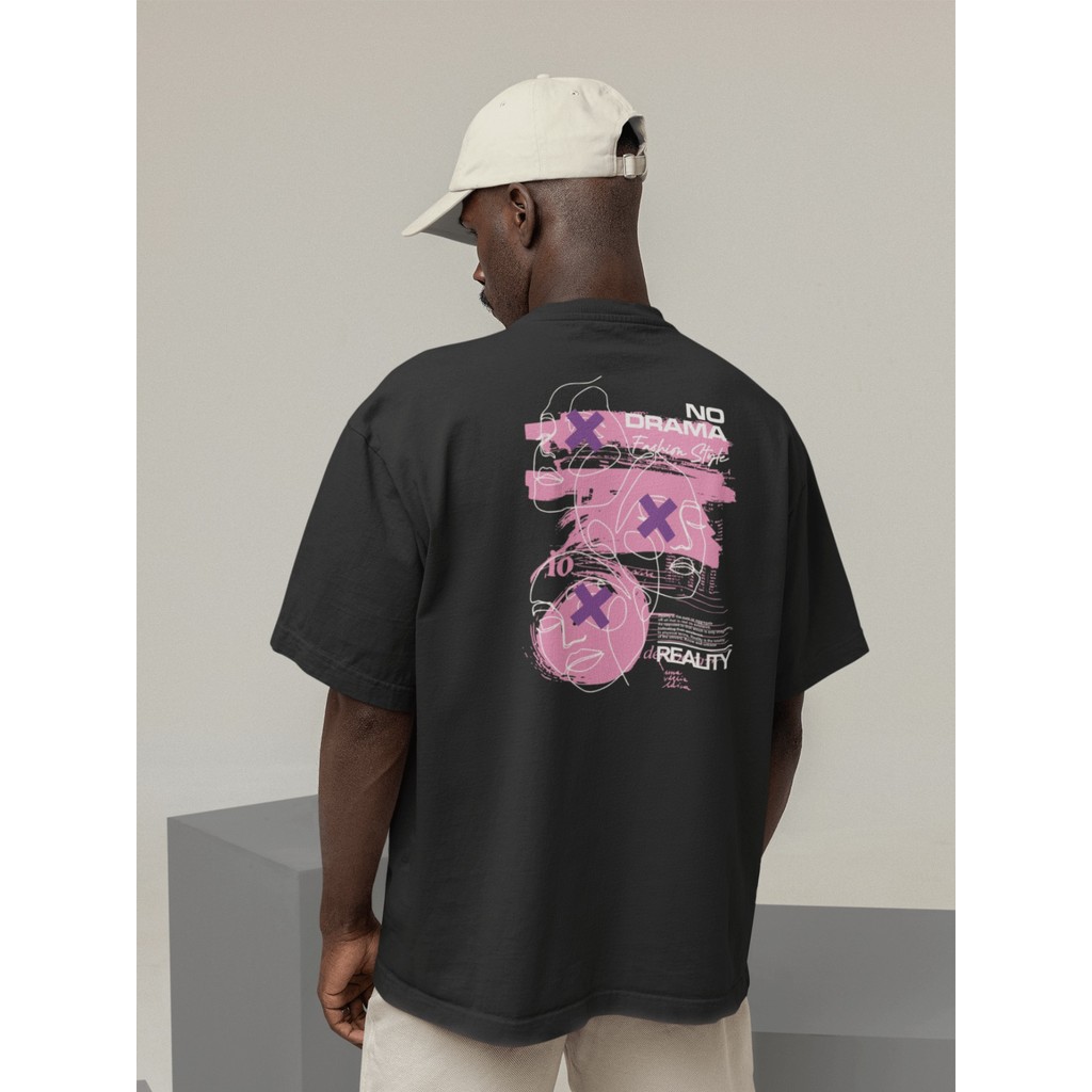 Camisa Camiseta Oversized Gola Alta Streetwear Masculino e Feminino Estilo Academia Preto e Off Whte