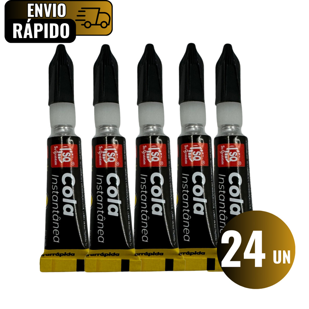 Conjunto 24 Unidades Cola Instantânea Ultrarrápida Para Metais Plásticos Couro Madeira Borrachas