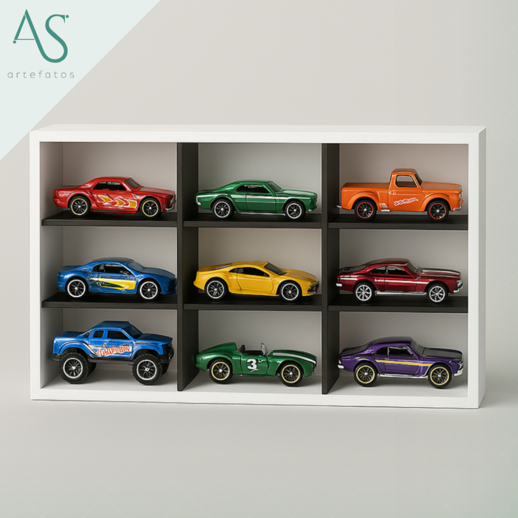 Kit 2 Expositores Carrinhos Em MDF Com 9 Divisórias Resistente