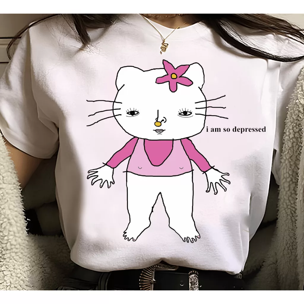 Camiseta Hello Kitty | (i am so depressed) – divertida, engraçada