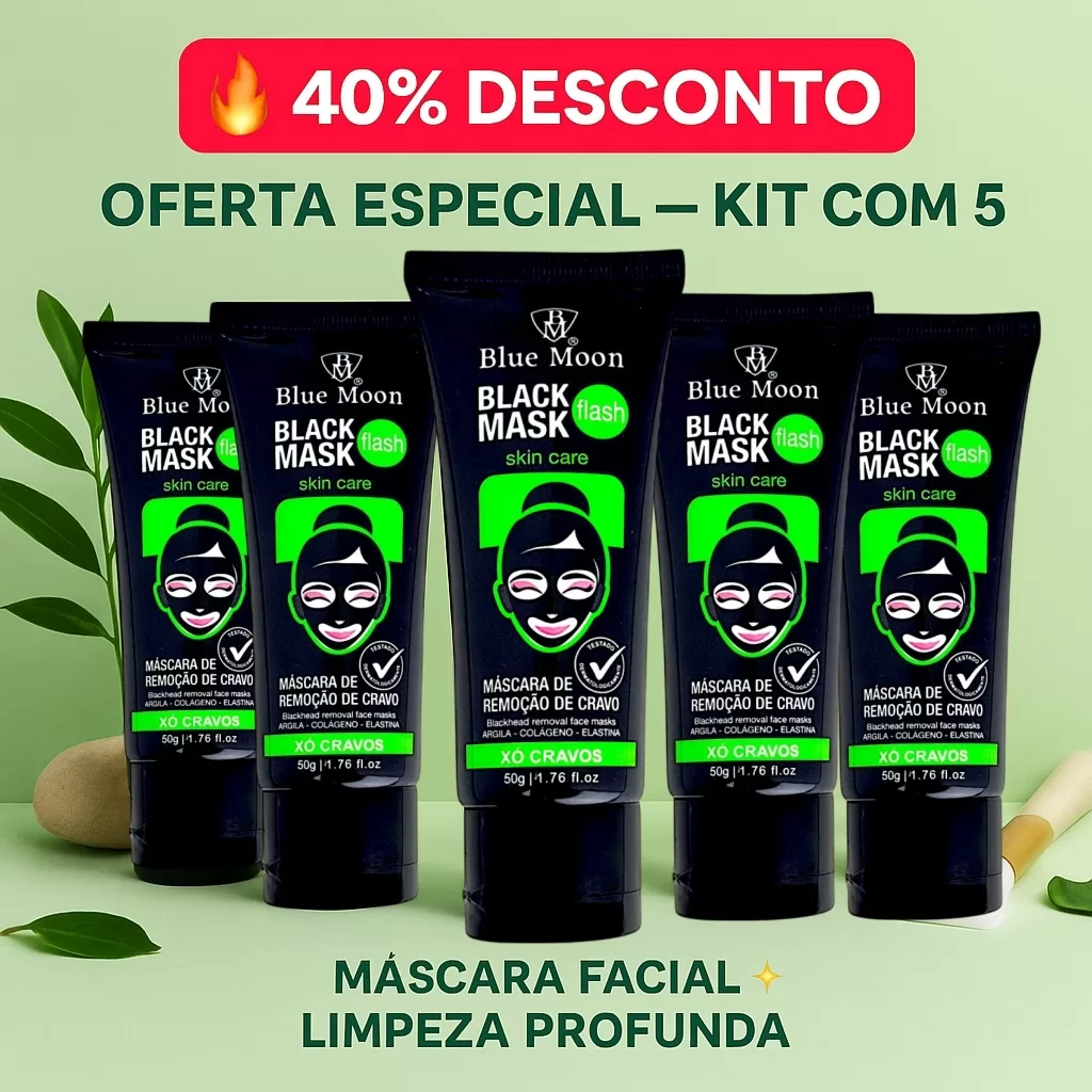 Kit Com Desconto Skin Care Pele Remover cravos Bluemoon Black Mask com Carvão Ativado