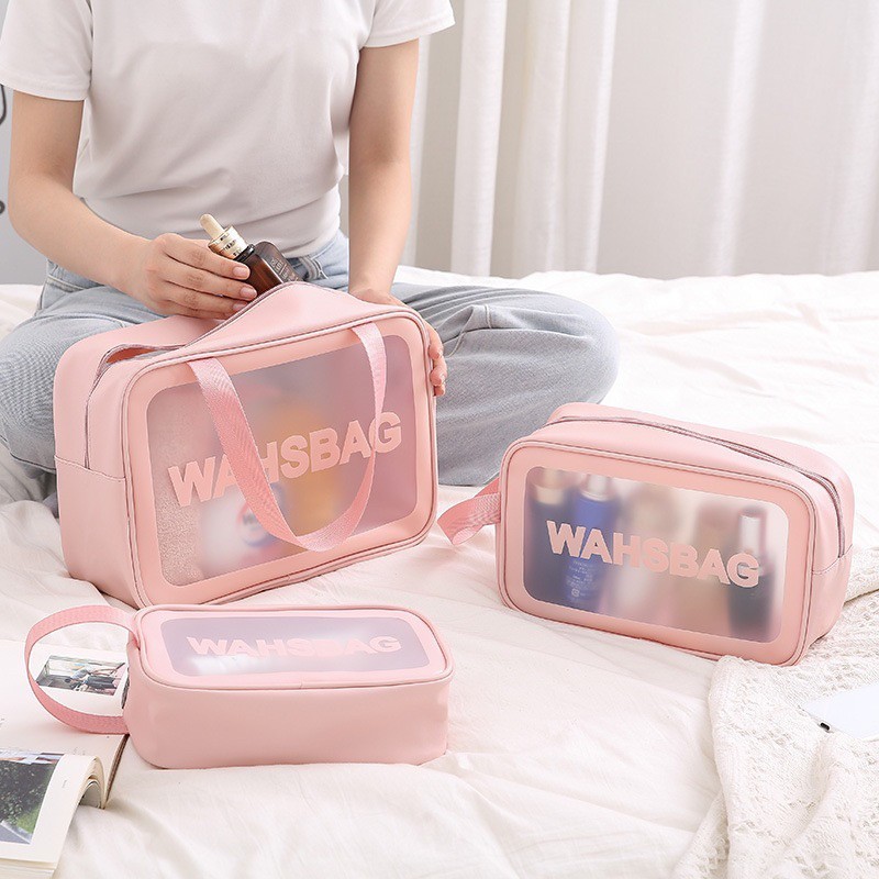 Kit 3 Necessaire Maquiagem Transparente WashBag A Prova De Água 332
