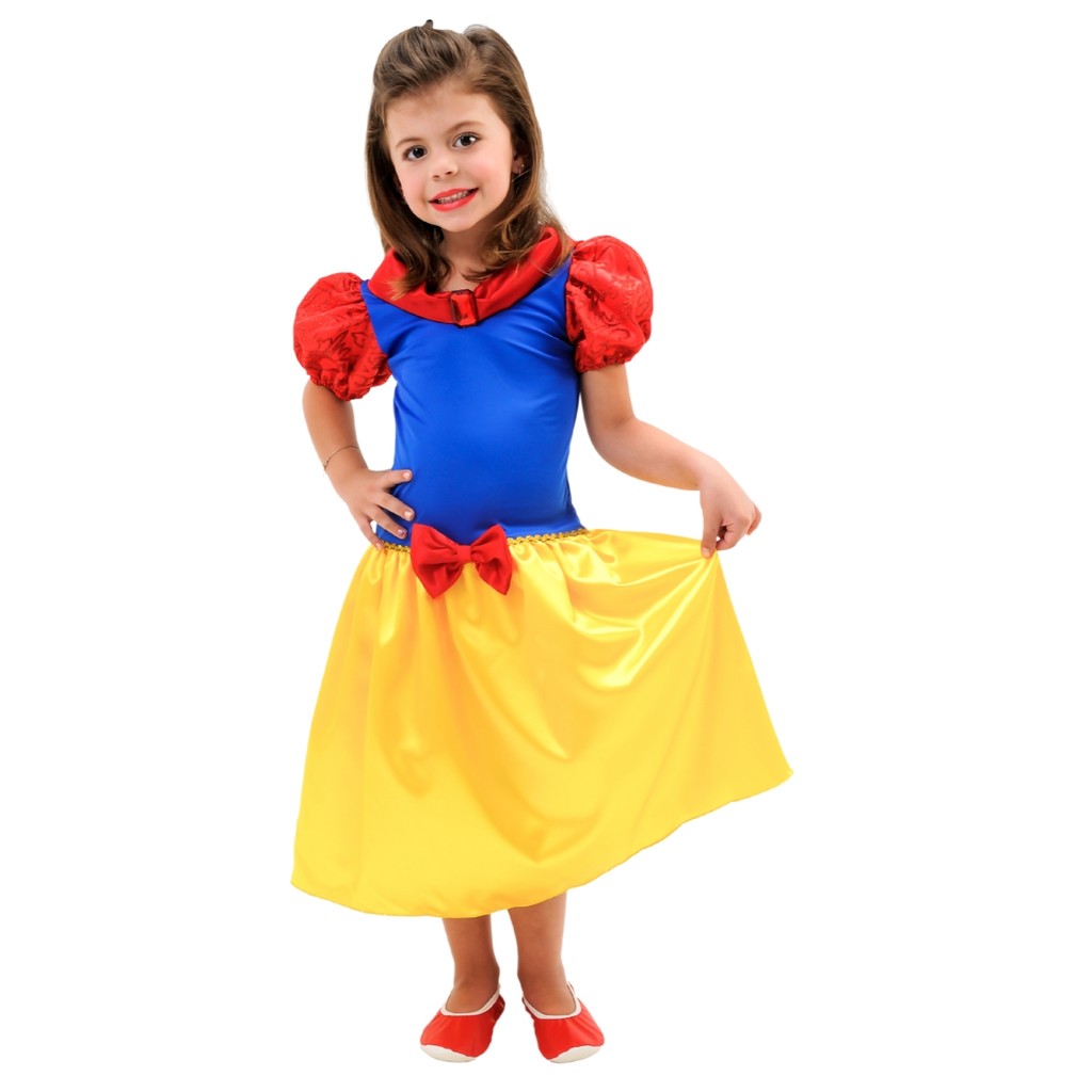Fantasia de Princesa Vestido Infantil Branca de Neve Criança Menina Confortável Elegante Moderno 066