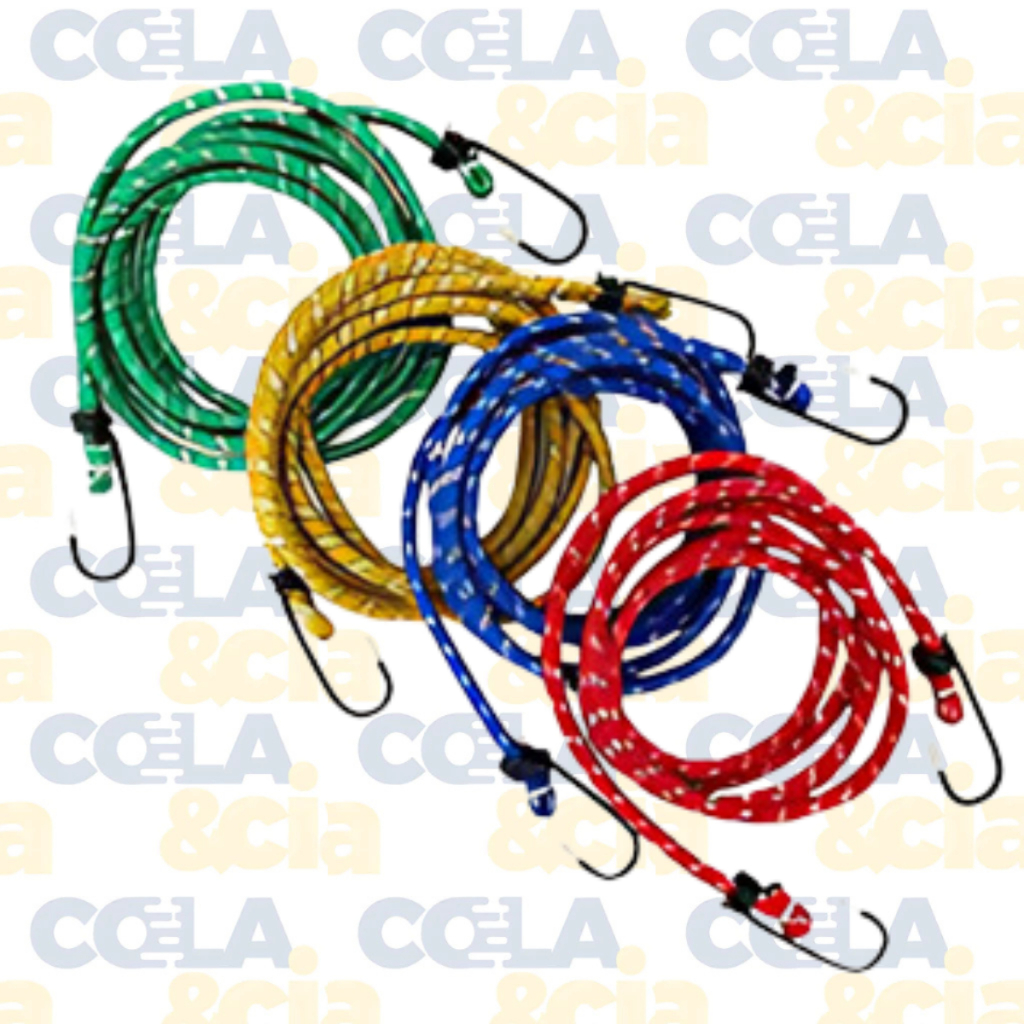 Kit com 4 Unidades de Corda Elástica 2m x 8mm com Gancho  Fertak Tools