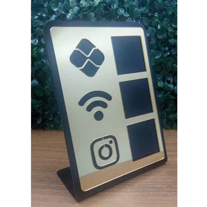 Placa Pix Display em Plastico PS Mesa Balcão Pix Wifi Instagram Interativo (ECONÔMICO)