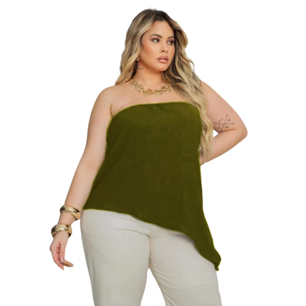Blusinha Plus Size Assimétrica Para Looks Sofisticados primavera verão envio imediato