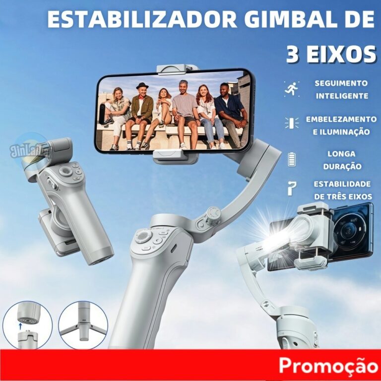 Estabilizador de Celular Portátil Gimbal com Rast