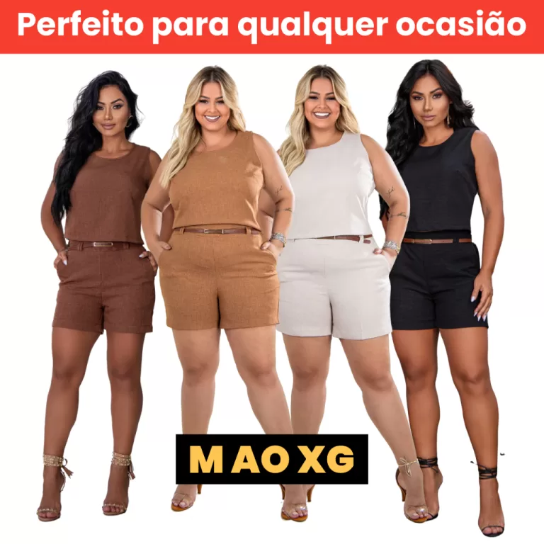 Conjunto Feminino de Linho com Cinto e Bolso Sofis