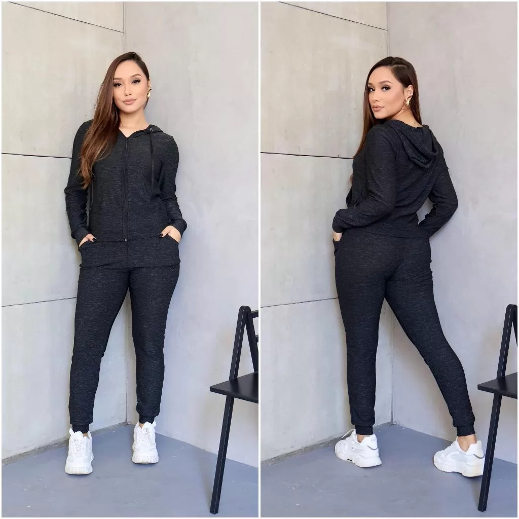 Conjunto Feminino Lanzinha Com Capuz e Bolso e Ziper Modas Feminina Outono Inverno 2026