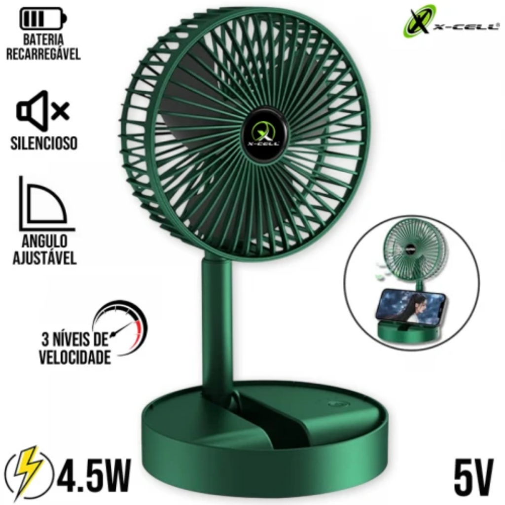 Ventilador Multifuncional Portátil Recarregável XC-MV-07 X-Cell