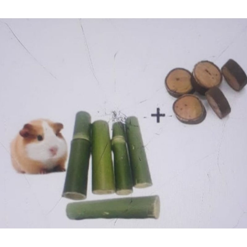 KIT BRINQUEDOS DE BAMBU NATURAL E  BOLACHA DE GOIABEIRA  PARA ROEDORES