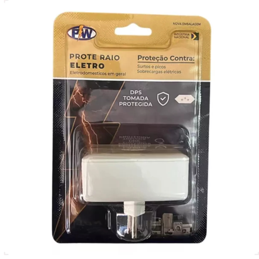 Protetor Contra Raio Surtos Picos Eletro com 2 Tomadas 127v 220v 10A