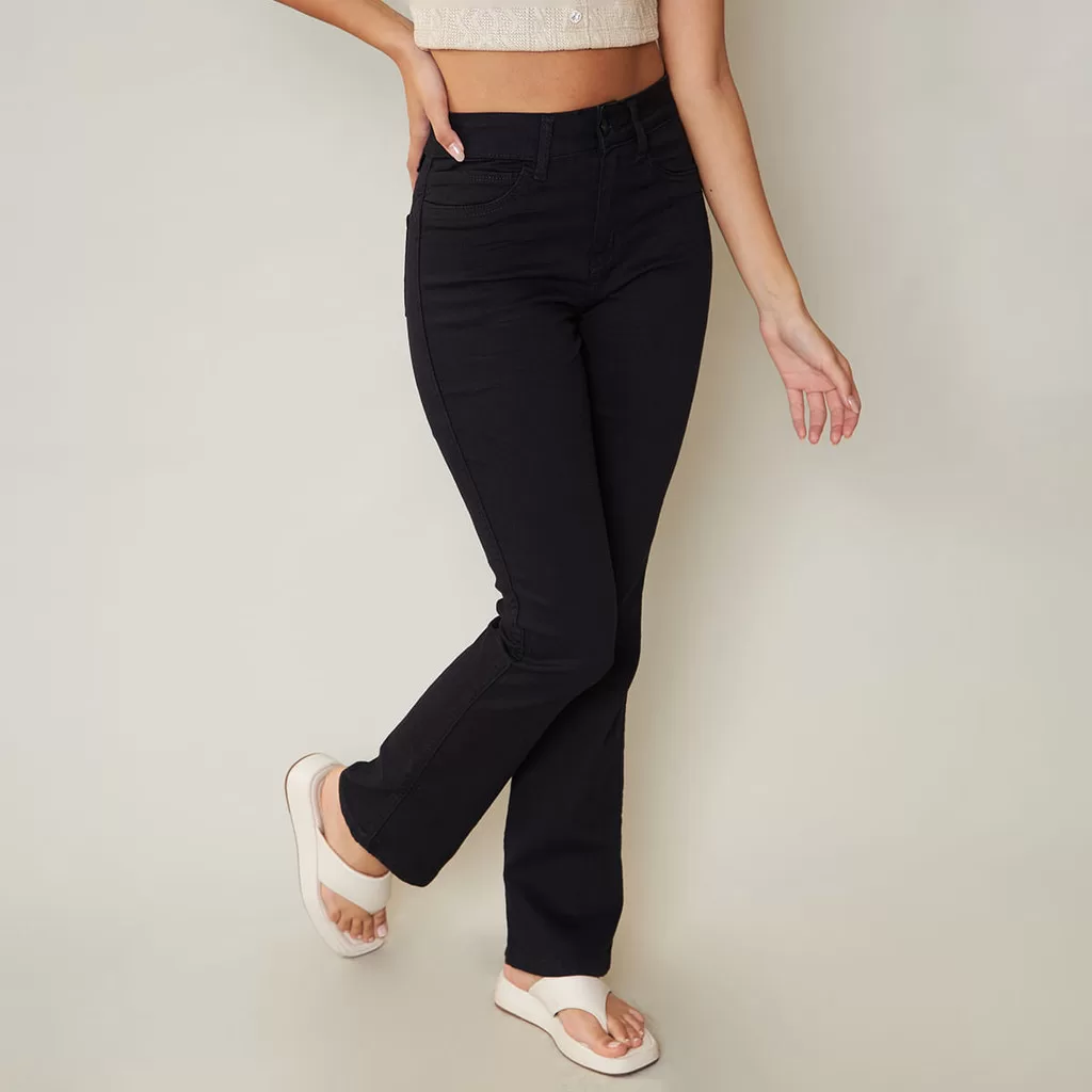 Biotipo Calça Jeans Feminina Reta Petit Preta