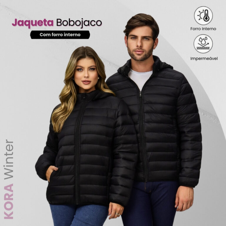 Jaqueta Unissex Bobojaco Impermeável Bolso com Z