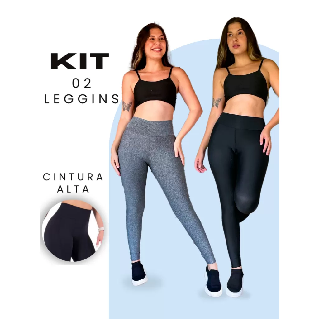Calça Legging kit com 2 calça Grossa de malhar Levanta Bumbum Zero Transparência Confortável