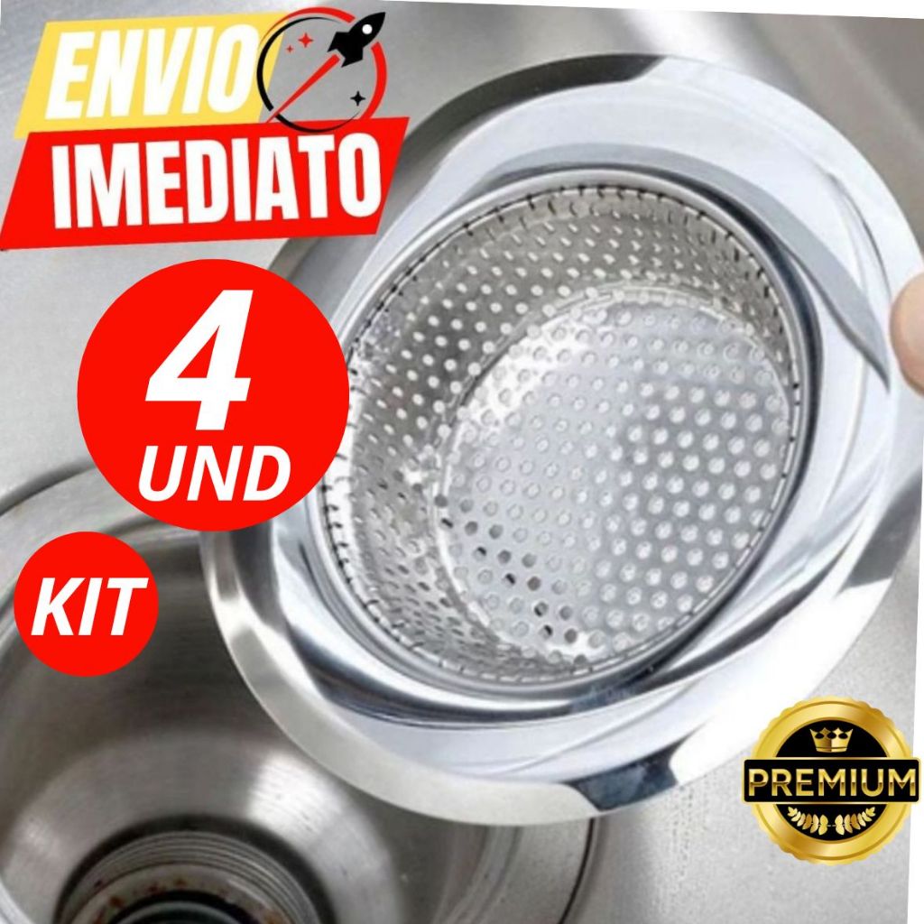 Kit C/4  ou 02 Ralinho Para Pia Cozinha Cuba 100%Inox 9Cm Casa Pia Cozinha Qualidade
