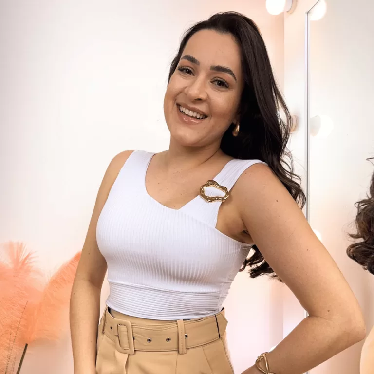 Blusa Cropped Fivela Canelado Feminino Moderno Ten