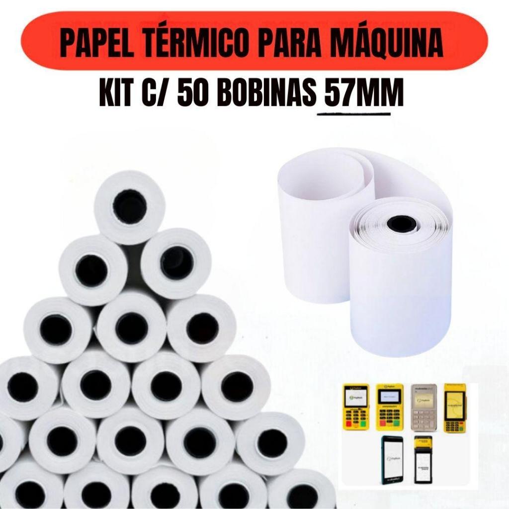 Kit C/50 Bobina Térmica 57X16 P/Maquininha De Cartão