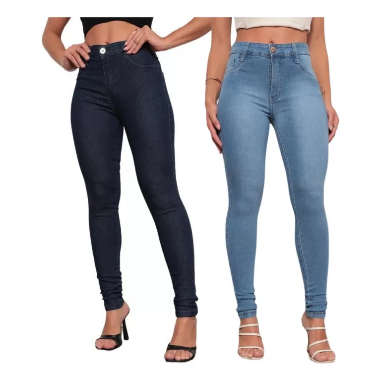 Kit 2 Calças Jeans Feminina Skinny Cintura Alta C