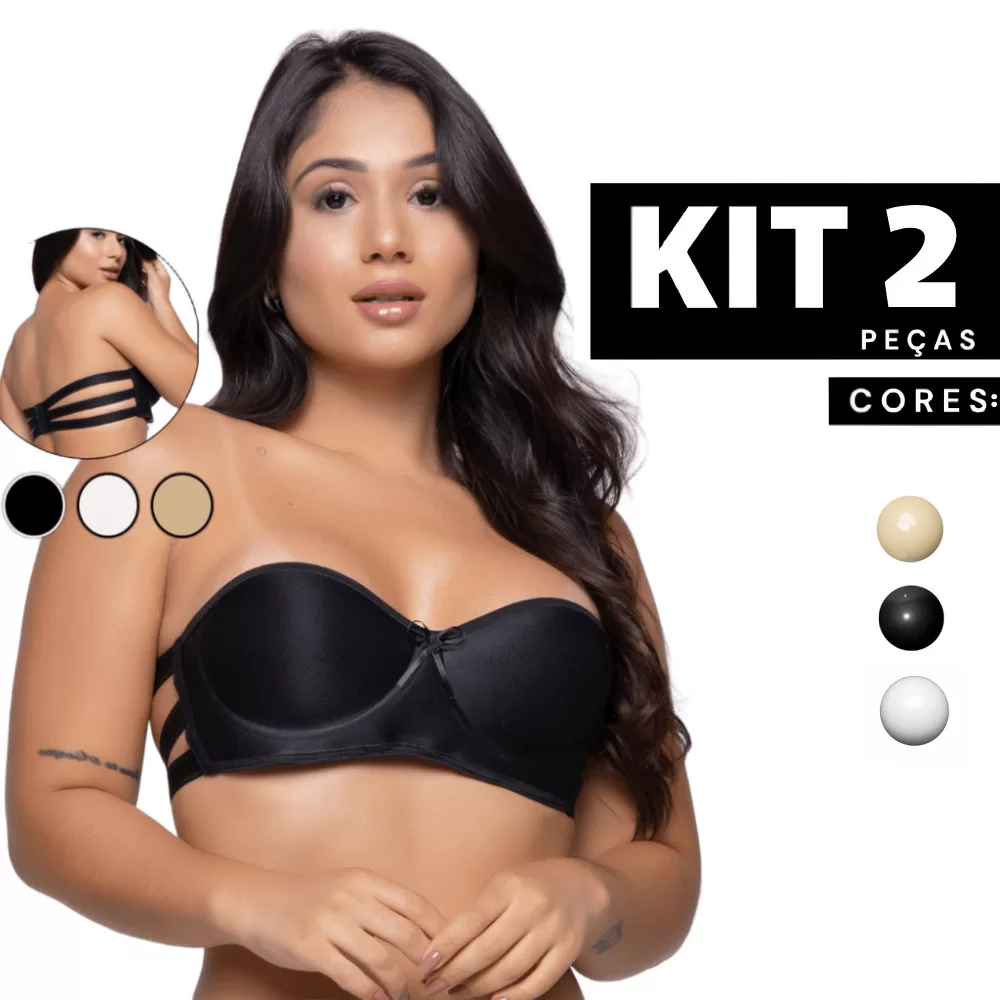 Kit 1 à 2 Sutiã Tomara que Caia com Bojo e Aro sem Alça Alta Sustentação Confortável para Dia a Dia