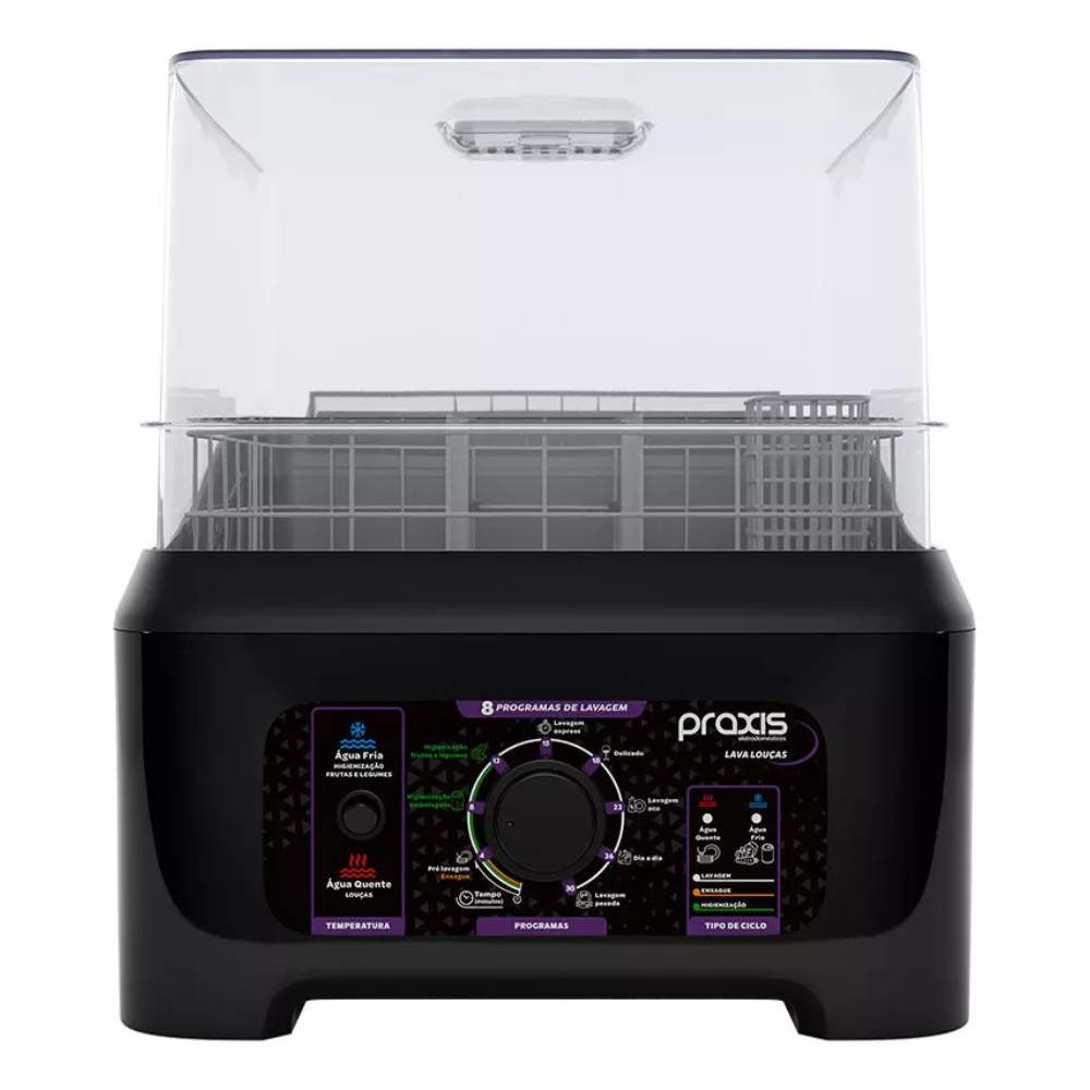 Lava-Louças Portátil Praxis LPP04 127V, 8 Programas, Água Quente, 1200W