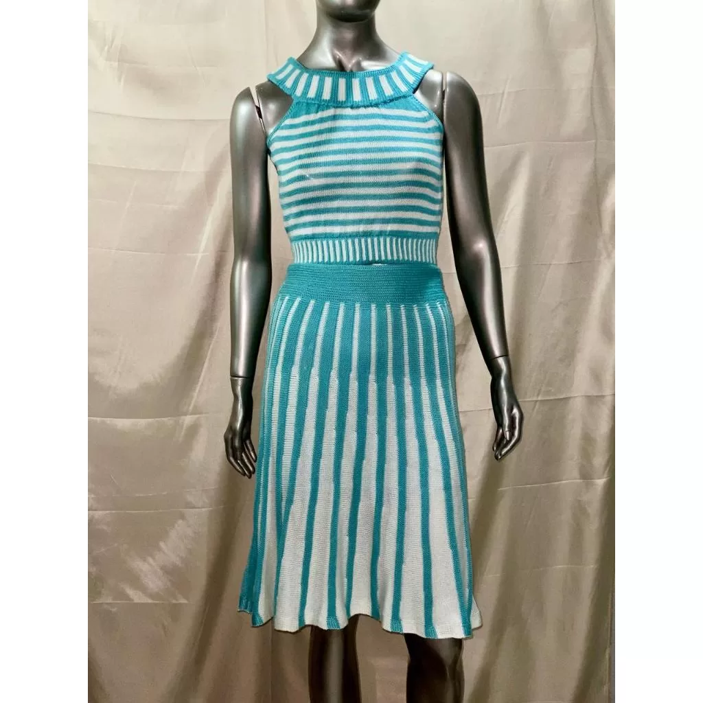 conjunto croped e saia midi tricot, P/M (brechó, bazar, usado, desapegos, garimpo)
