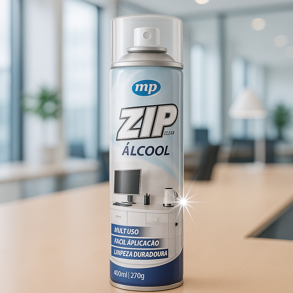 Álcool Spray 400ml Zip Clean – Multiuso Higienizador e Limpeza Profunda
