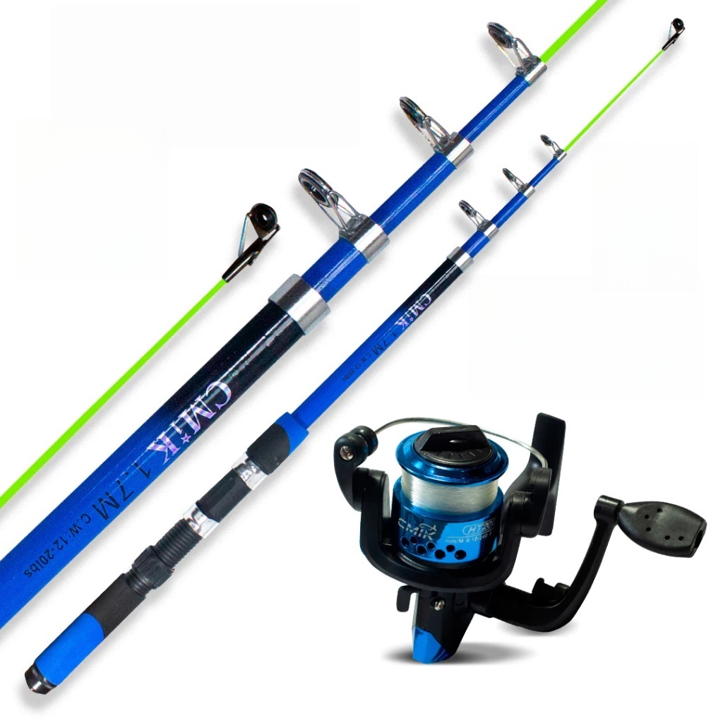 Kit 1-2 Vara De Pesca 60-120lbs Completa Com Molinete Esportiva Ao Ar Livre Robalo Portátil Joran Pa