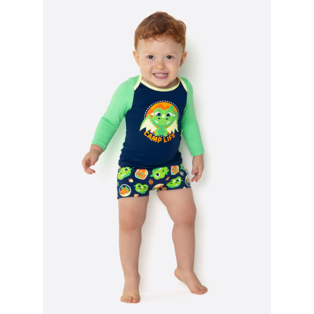 Camiseta Com Proteção Solar Bebê Menino Dragão Camping – Puket