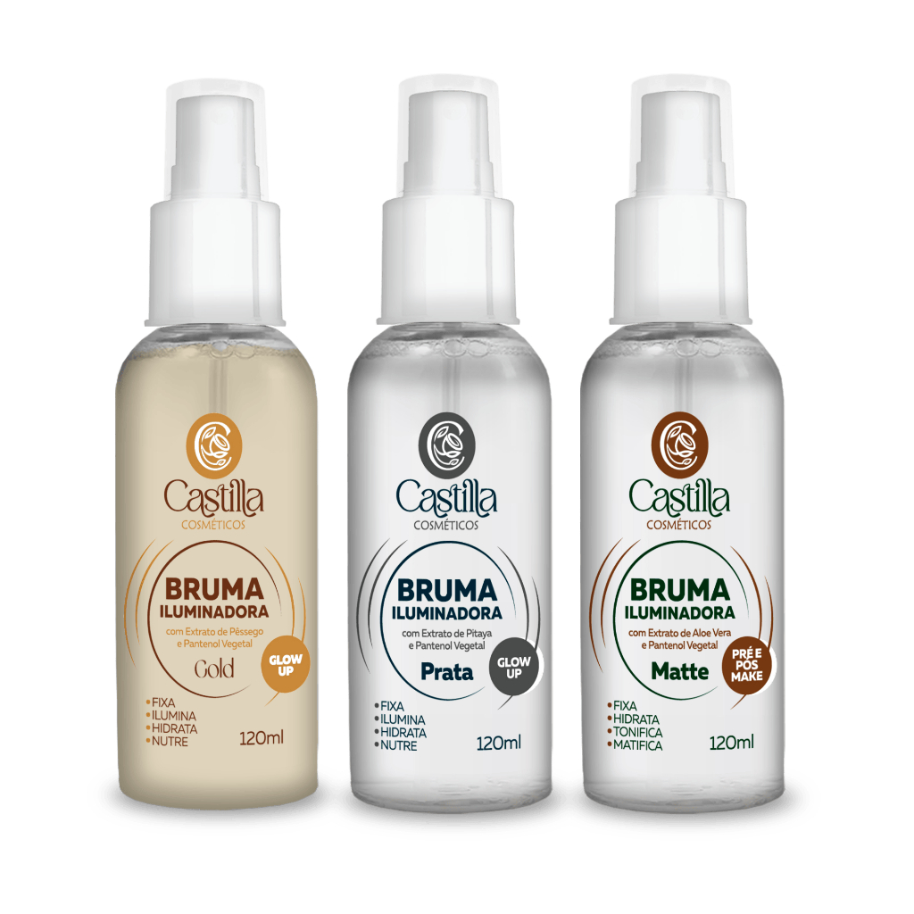 Kit – Brumas Castilla Iluminadora 120mL | Hidrata, Fixa e Ilumina com Aloe, Pitaya ou Pêssego