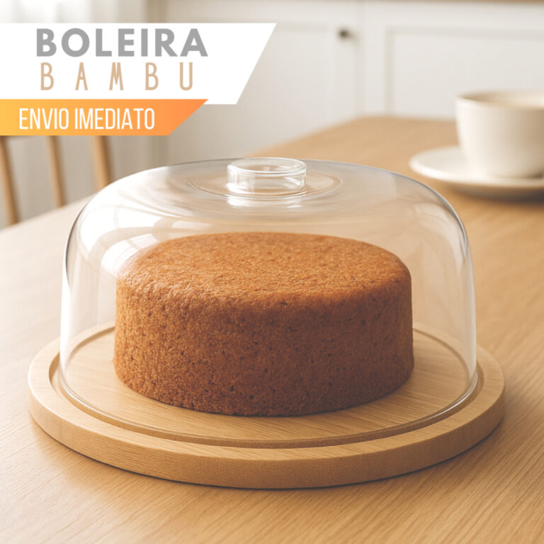 Boleira Bambu Com Tampa Em Acrílico Porta Bolo Pa