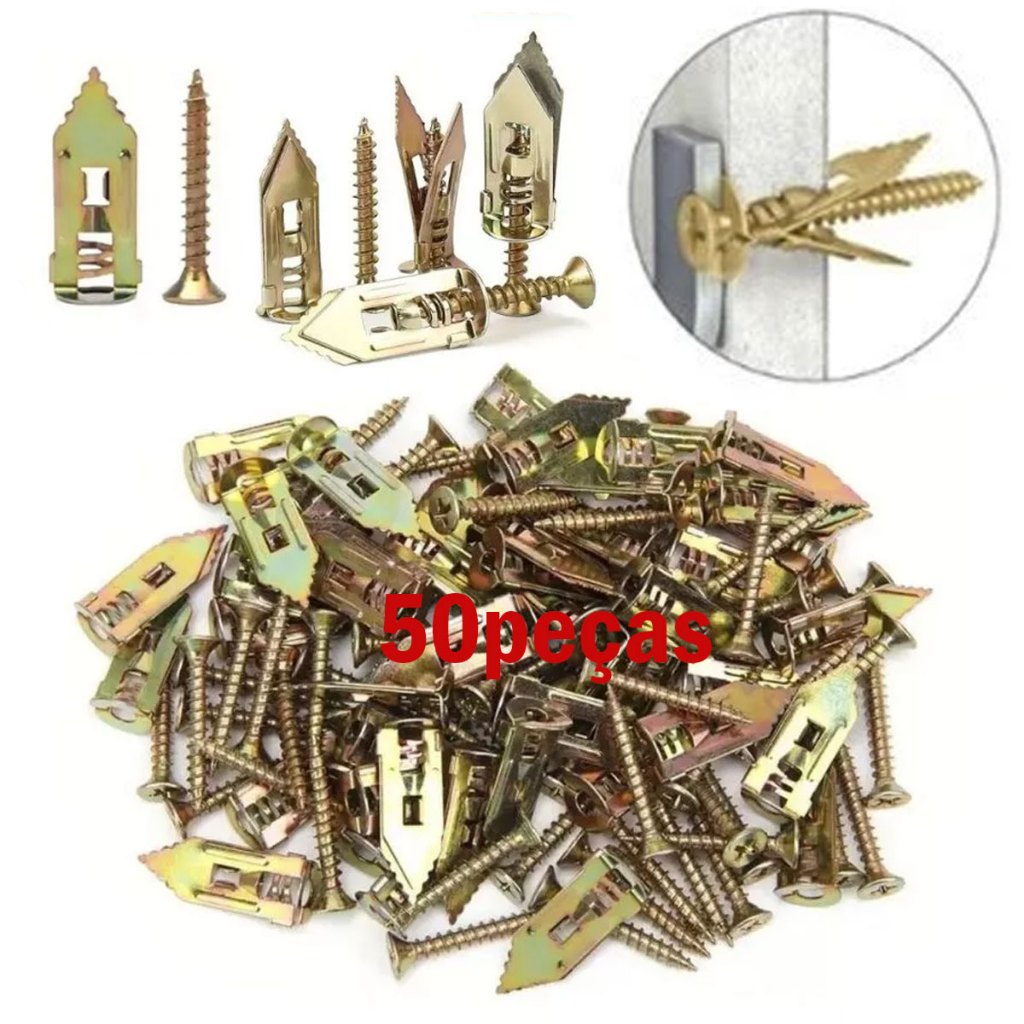 Kit Parafusos De Expansão 25 Parafusos E 25 Buchas Para Placa De Gesso Drywall Parafuso De Expansão