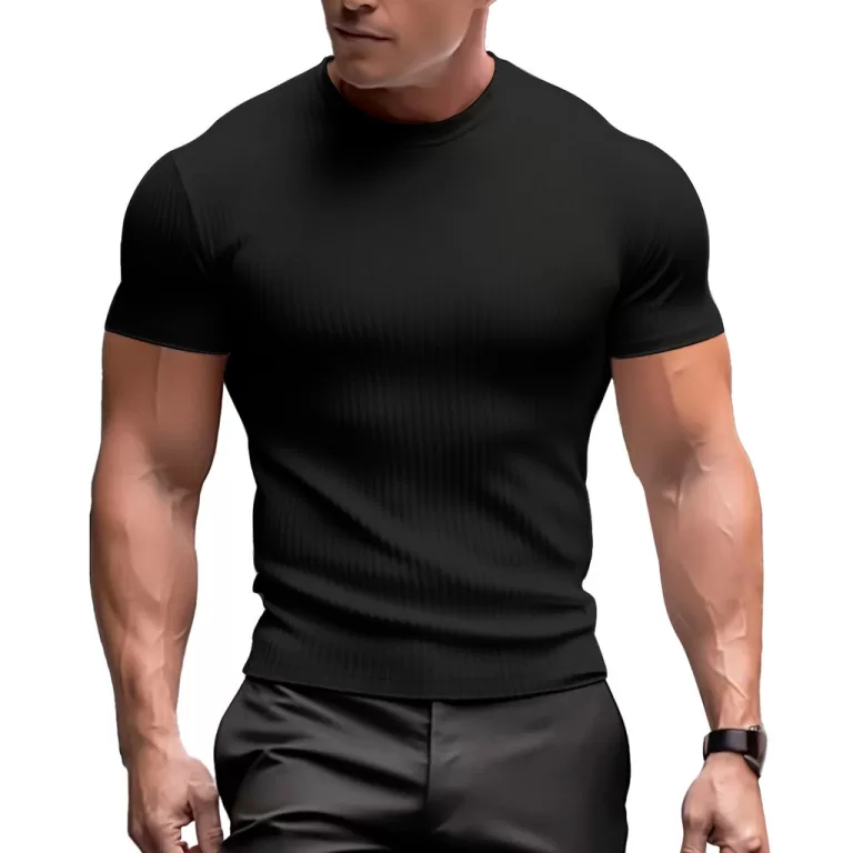 Camiseta Masculina Canelada Manga Curta Slim Premi
