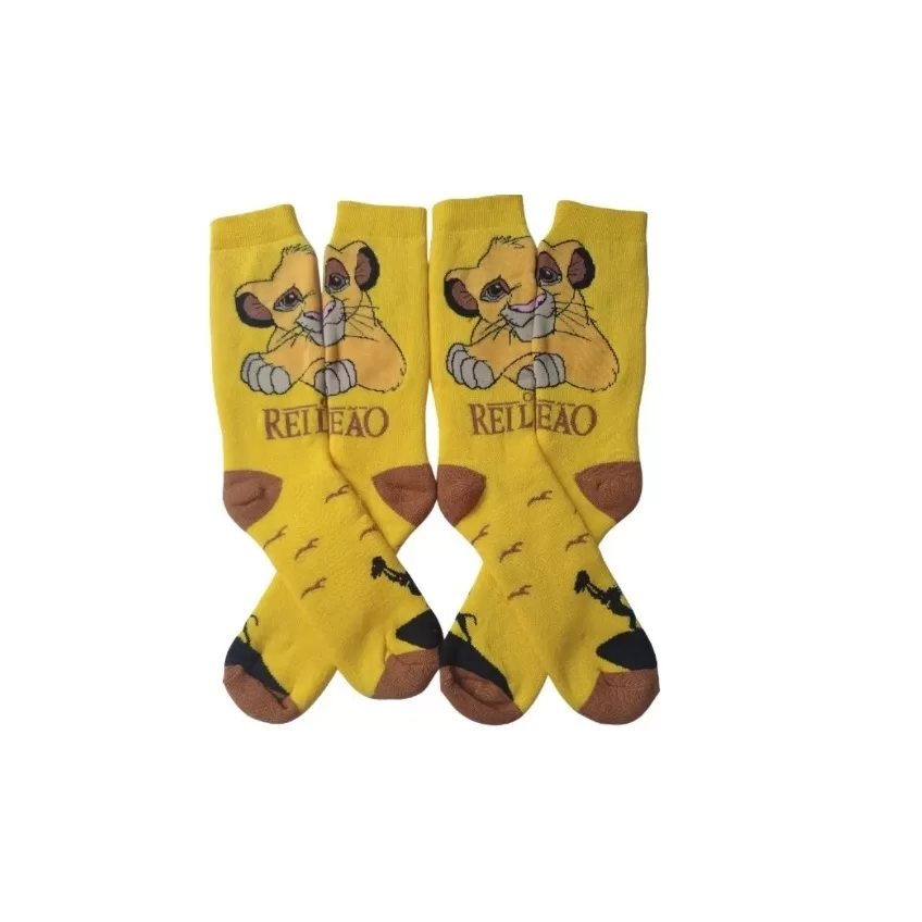 Meia Cano Longo Premium Simba O Rei Leão Disney Divertida  Confortável  Algodão Macio  Pronta Entreg