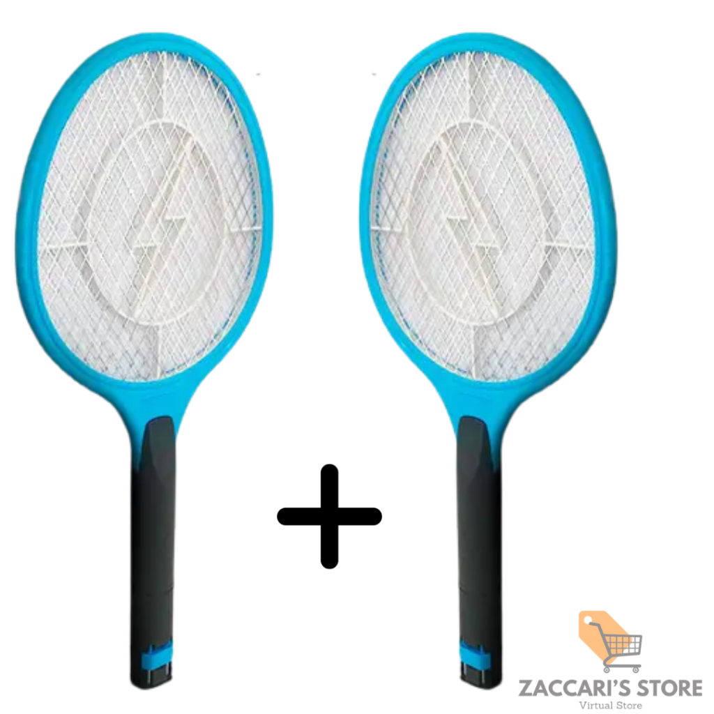 Kit 2 Raquetes Elétricas Mata Insetos Moscas Mosquitos e Pernilongos Recarregável Bivolt