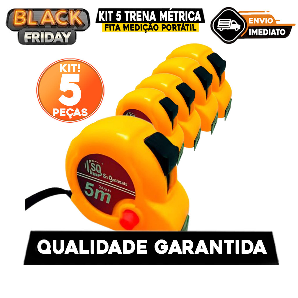 Kit 5 Trena Métrica 5MT Fita Medição Portátil Com Trava De Segurança Construção ENVIO IMEDIATO