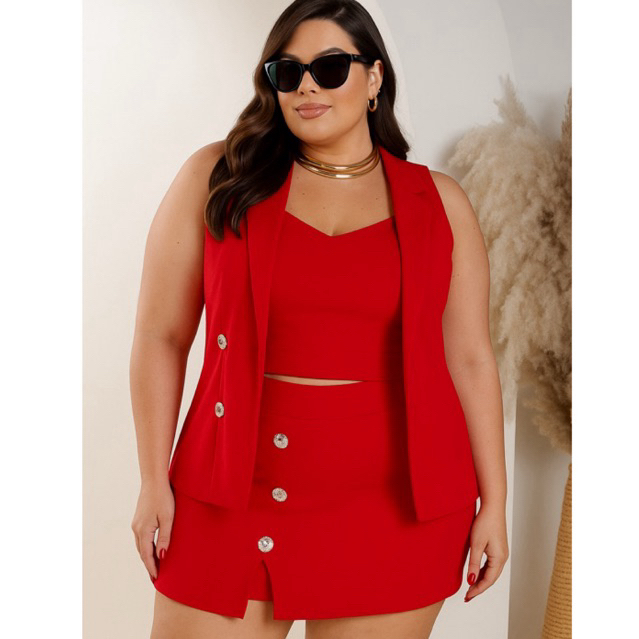 Colete Social Feminino Plus Size Estilo Alfaiatari